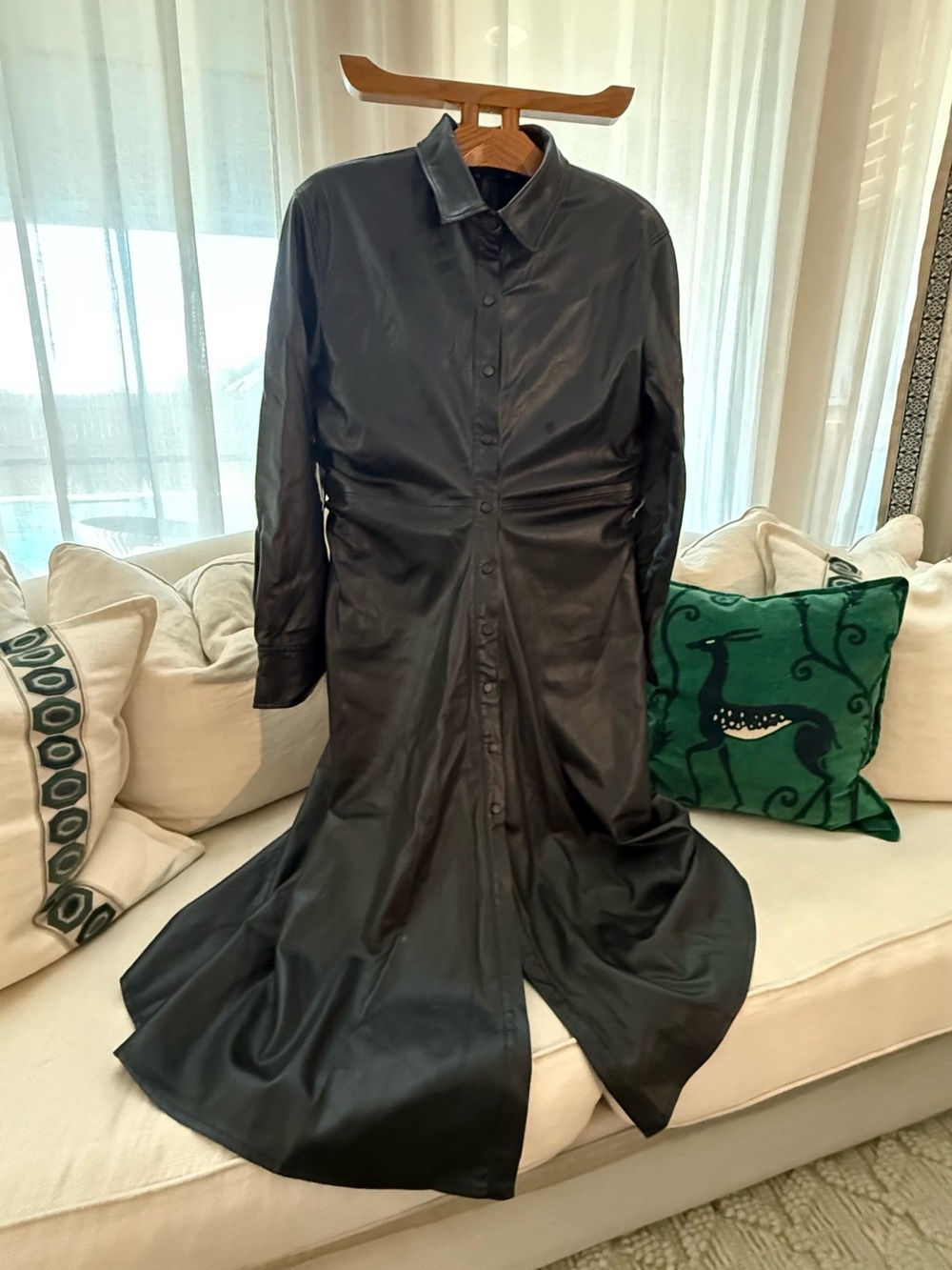 Zara Black Long-Sleeve Button-Front Shirt Dress